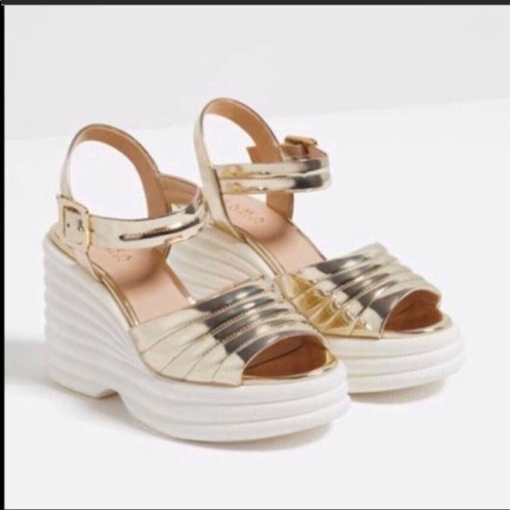 Zara gold wedges 7.5/38